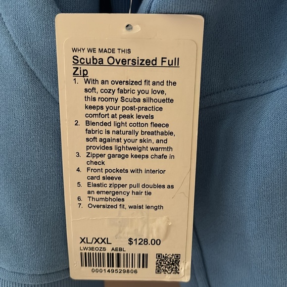 LULULEMON SCUBA OVERSIZED FULL ZIP IN AERO BLUE (AEBL) SZ XL/XXL NWT - Picture 6 of 8